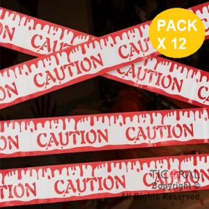 CINTA CAUTION CON SANGRE HALLOWEEN X 12